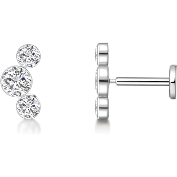 Threadless Earring Stud,18g Flat Back Nose Stud, F136 Implant Grade Titanium Pressfit ,Push In Nose Rings,Hypoallergenic Nose Piercing Lip Tragus Studs Earrings
