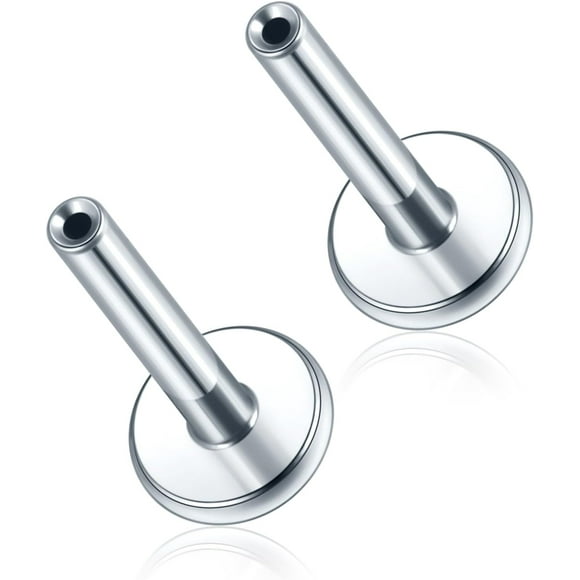 Threadless Labret Bar for Flat Back Cartilage Helix Tragus Stud Earrings G23 Titanium - Bar ONLY, 20G/18G/16G Silver 20G 8mm