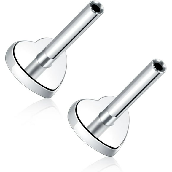 Threadless Labret Bar for Flat Back Cartilage Helix Tragus Stud Earrings G23 Titanium - Bar ONLY, 20G/18G/16G Silver Heart Base 18G 6mm