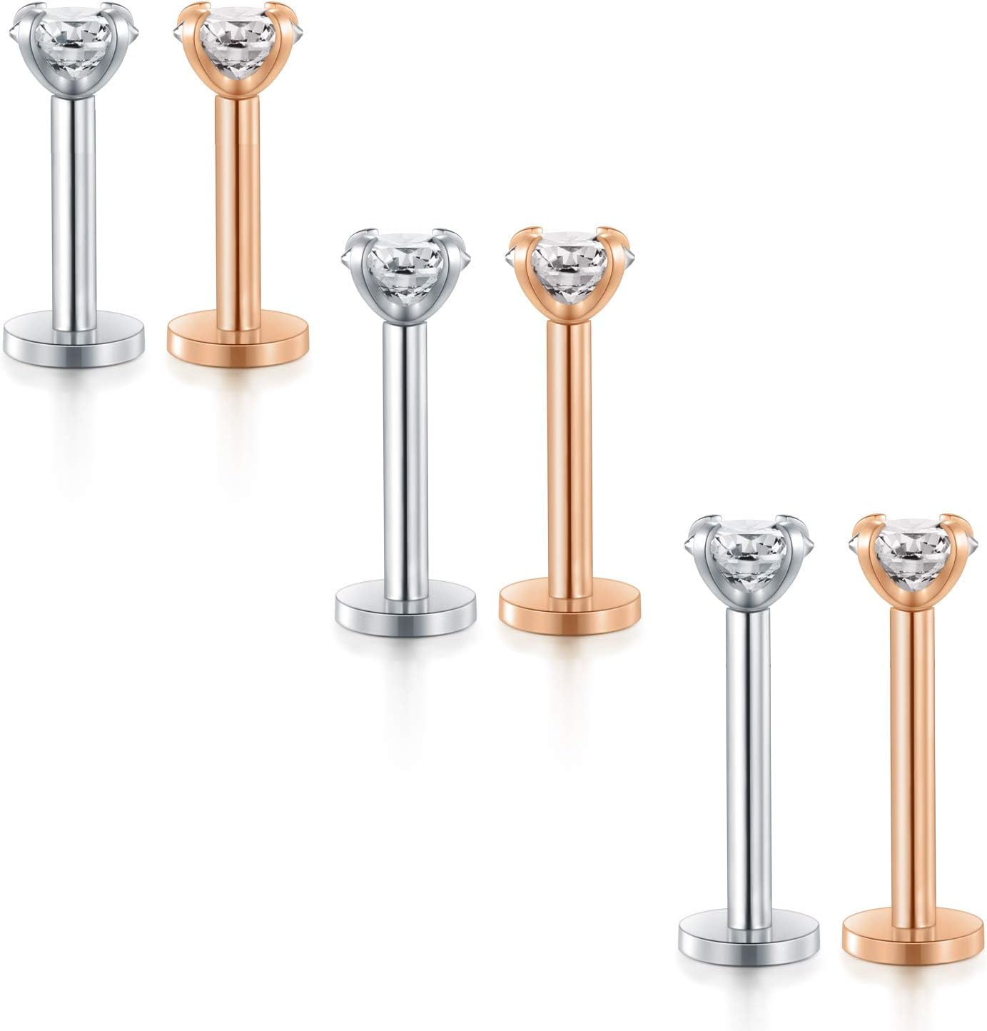 Threadless Nose Studs Threadless Labret Stud Internal Threaded Flatback ...