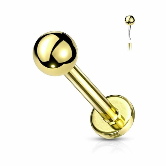 Threadless Push-In Top Ball 16G Labret with Flat Back 20ga 18ga 16ga Sold Each