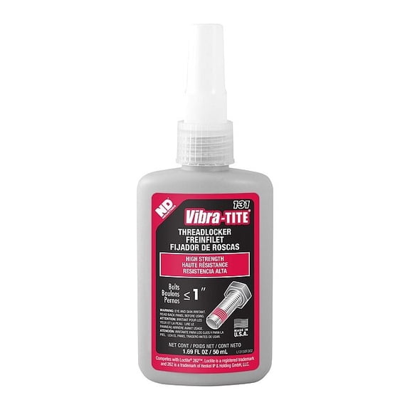 Threadlocker, VIBRA-TITE 131, Red, High Strength, Liquid, 50 mL Bottle