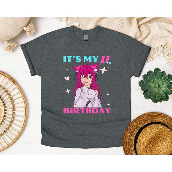 Threadly62 Anime Girl It's My 11th Birthday Kawaii Japanese Manga Style 11 Years Old T-Shirt, SW, Hoodie, for Unisex, up to size 5XL.