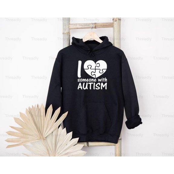 Threadly68 Classic I Love Someone With Autism Awareness Graphic Design Style Support Spectrum T-Shirt, for Unisex, up to size 5XL.