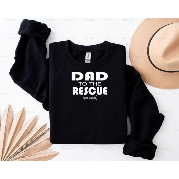 Threadly71 Dad To The Rescue Funny Quote Graphic Design Style, Father Hero Humor Inspired T-Shirt, for Unisex, up to size 5XL.