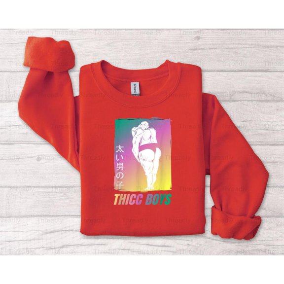 Threadly75 Funny Thicc Boys Squad Sumo Anime Fans Chubby Cute Humor Body Positivity T-Shirt, SW, Hoodie, for Unisex, up to size 5XL.