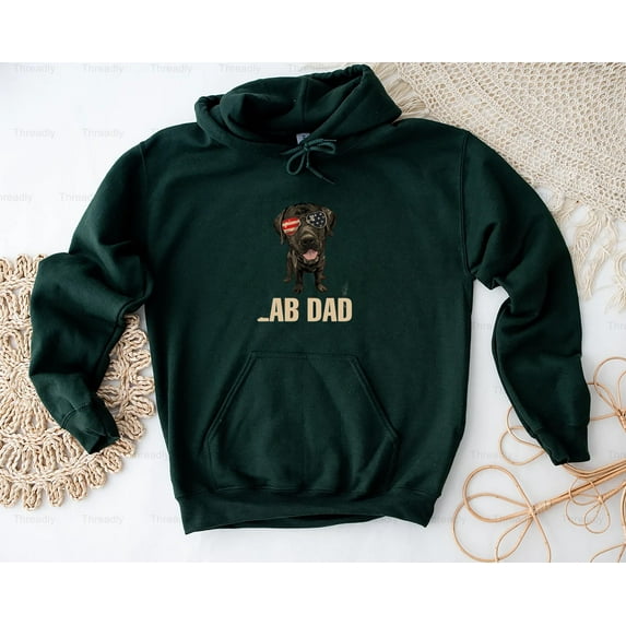 Threadly81 Lab Dad Labrador Retriever Dog American Flag Graphic Design Style, Pet Owner Patriot T-Shirt, SW, Hoodie, for Unisex, up to size 5XL.