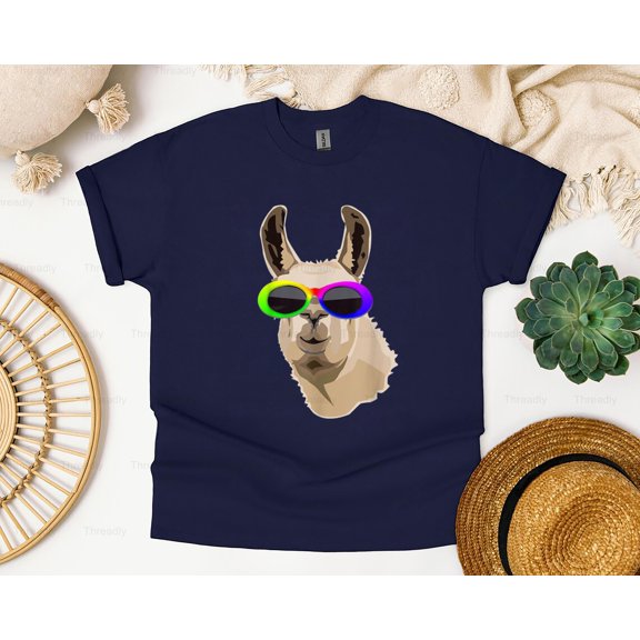 Threadly81 Llama Wearing Clout Goggles Edm Hip Hop Rapper Funny Animal Music Style Top T-Shirt, SW, Hoodie, for Unisex, up to size 5XL.