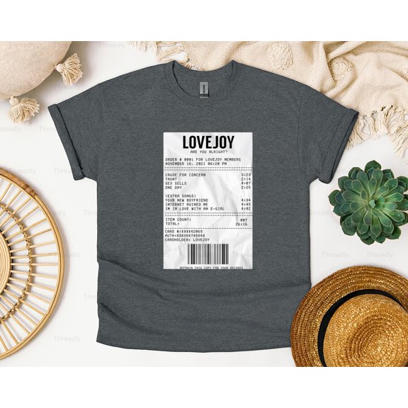 Threadly81 Lovejoy Concert Receipt Indie Rock Band Music Wilbur Soot Fan Ticket Stub Top T-Shirt, SW, Hoodie, for Unisex, up to size 5XL.