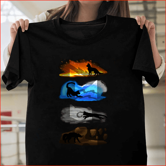 Threadly92 Warrior Cats Four Elements Clans Erin Hunter Book Series Feline Fan Art H177 V70309 Premium Unisex Tee – Extended Sizes Up to 5XL