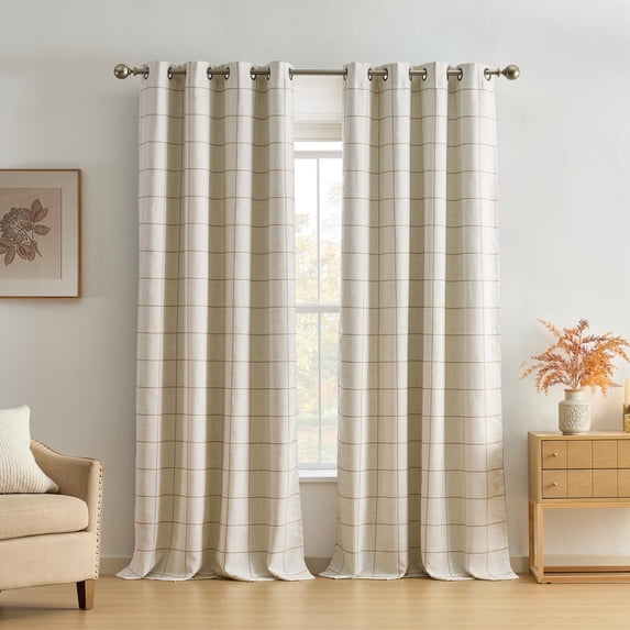 Threadmade Brighton Grommet Window Curtain Panel, Linen - 52"W x 84"L