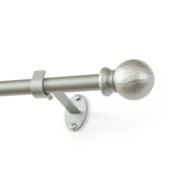 Threadmade Home Farmhouse Ball Curtain Rod, Pewter - 32"W x 78"L