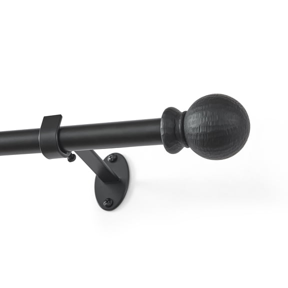 Threadmade Home Farmhouse Ball Curtain Rod, Wrought Iron - 32"W x 78"L