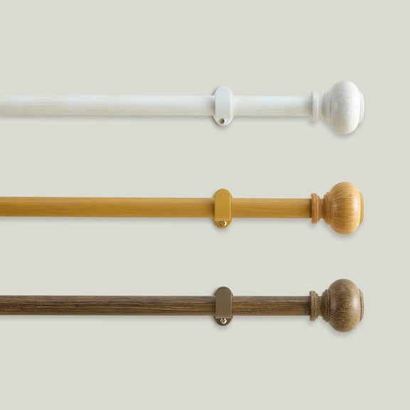 Threadmade Rhinebeck Rustic Faux Wood 1" Window Drapery Single Curtain Rod , Antique Walnut - 32"W x 142"L