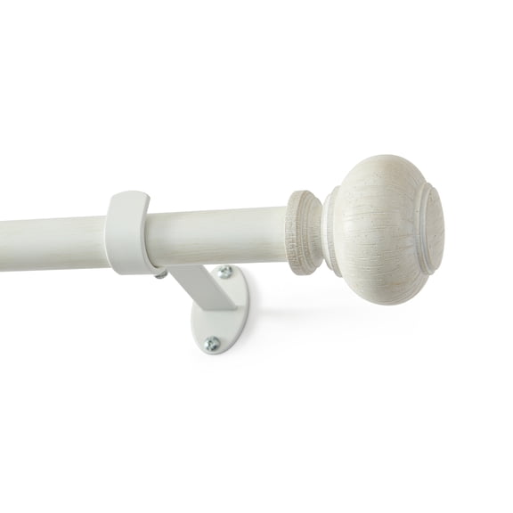 Threadmade Home Rhinebeck Rustic Faux Wood 1" Window Drapery Single Curtain Rod , White - 32"W x 142"L