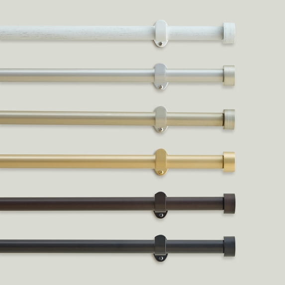 Threadmade Serena Single Curtain Rod with Contemporary Cap Finial, Antique Bronze - 32"W x 142"L