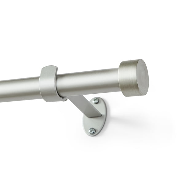 Threadmade Serena Single Curtain Rod with Contemporary Cap Finial, Polished Nickel - 32"W x 78"L