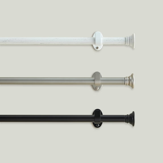 Threadmade Shaker Curtain Rod, Wrought Iron - 32"W x 142"L