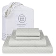 thumbnail image 1 of Threadmill Cotton Queen Sheet Set | 100% Cotton Sheets for Queen Size Bed | Damask Jacquard Queen Bed Sheets Set with 16” Deep Pocket | Soft Sateen Weave 4-Piece Cooling Bedding Set | Light Grey, 1 of 9