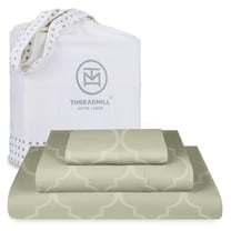 Threadmill Cotton Twin Sheet Set | 100% Cotton Sheets for Twin Size Bed | Damask Jacquard Sateen Twin Bed Sheets Set with 16” Deep Pocket | Soft Breathable 3-Piece Cooling Sheet Set | Sage