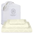thumbnail image 1 of Threadmill Cotton Twin XL Sheet Set | 100% Cotton Sheets for Twin XL Size Bed | Damask Jacquard Sateen Twin XL Bed Sheets Set with 16” Deep Pocket | Soft Breathable 3-Piece Cooling Sheet Set | Ivory, 1 of 8