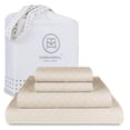 thumbnail image 1 of Threadmill Home Linen 100% Cotton Sheets for California King Size Bed | 4 Piece Set | Soft, Breathable Lightweight Solid Sateen for All-Season Use | Snug Fit Elastic Deep Pocket | Beige, 1 of 9