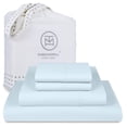 thumbnail image 1 of Threadmill Home Linen 100% Cotton Sheets for California King Size Bed | 4 Piece Set | Soft, Breathable Lightweight Solid Sateen for All-Season Use | Snug Fit Elastic Deep Pocket | Light Blue, 1 of 8