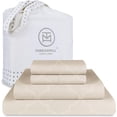 thumbnail image 1 of Threadmill Home Linen 300 Thread Count Jacquard Light Beige Queen Sheets- 3 Pieces Bed Sheet Set, 1 of 6