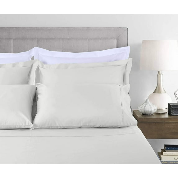 Threadmill Home Linen 4-PC Bedding Sheet Set, Modern, Gray Solid Print, Sateen Weave, Cal King Size