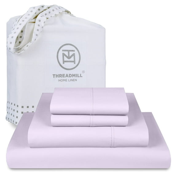 Threadmill Home Linen 4-Piece 300 Thread Count Cotton Bed Sheet Set, Full, Purple Solid Print