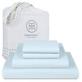 thumbnail image 1 of Threadmill Home Linen 4-Piece 300 Thread Count Sateen Queen Bed Sheets Set, Light Blue Solid, 1 of 8