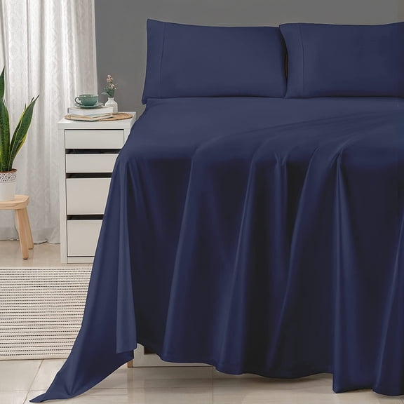Threadmill Home Linen 600 Thread Count 4-Piece Queen Bed Sheet Set - Modern, Solid Print, Cotton