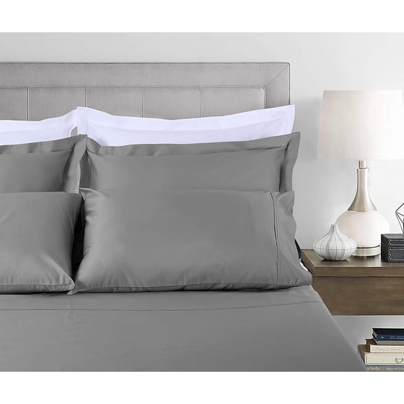 Threadmill Home Linen 600 Thread Count King Bed Sheets Set - 4-Piece Sateen Weave Cotton, Gray
