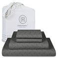 thumbnail image 1 of Threadmill Home Linen Cotton Bed Sheets Set for King Size Bed, 4 Pieces, Damask Sateen, Dark Grey, 1 of 5