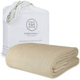 thumbnail image 1 of Threadmill Home Linen Cotton Blanket, Queen Size, All-Season Herringbone, 90x92, Beige, 1 of 9