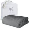thumbnail image 1 of Threadmill Home Linen Cotton Blanket, Queen Size, All-Season Herringbone, Dark Grey, 1 of 8