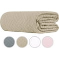 thumbnail image 1 of Threadmill Home Linen Cotton Blanket for Queen Size Bed, Criss Cross Jacquard, 90x92 inches, Beige, 1 of 10