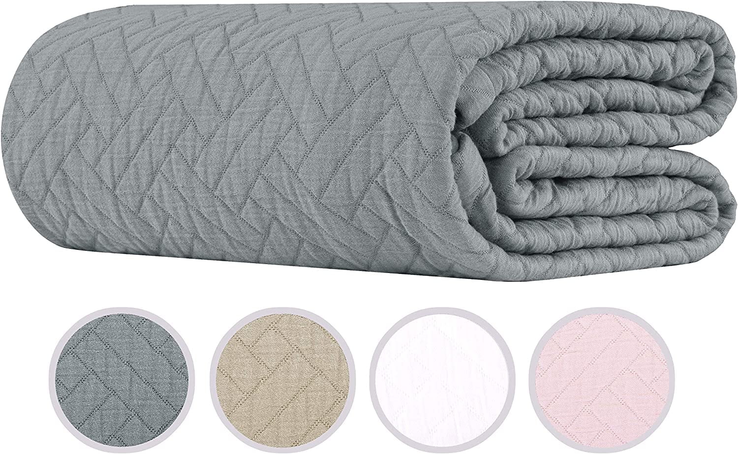 Threadmill Home Linen Cotton Blanket for Twin Size Bed Jacquard 350GSM 72x90 in. Scottish Grey Walmart
