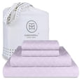 thumbnail image 1 of Threadmill Home Linen Cotton Queen Size Bed Sheet Set, Damask Jacquard, 16” Deep Pocket, 4 Pc Lilac, 1 of 6