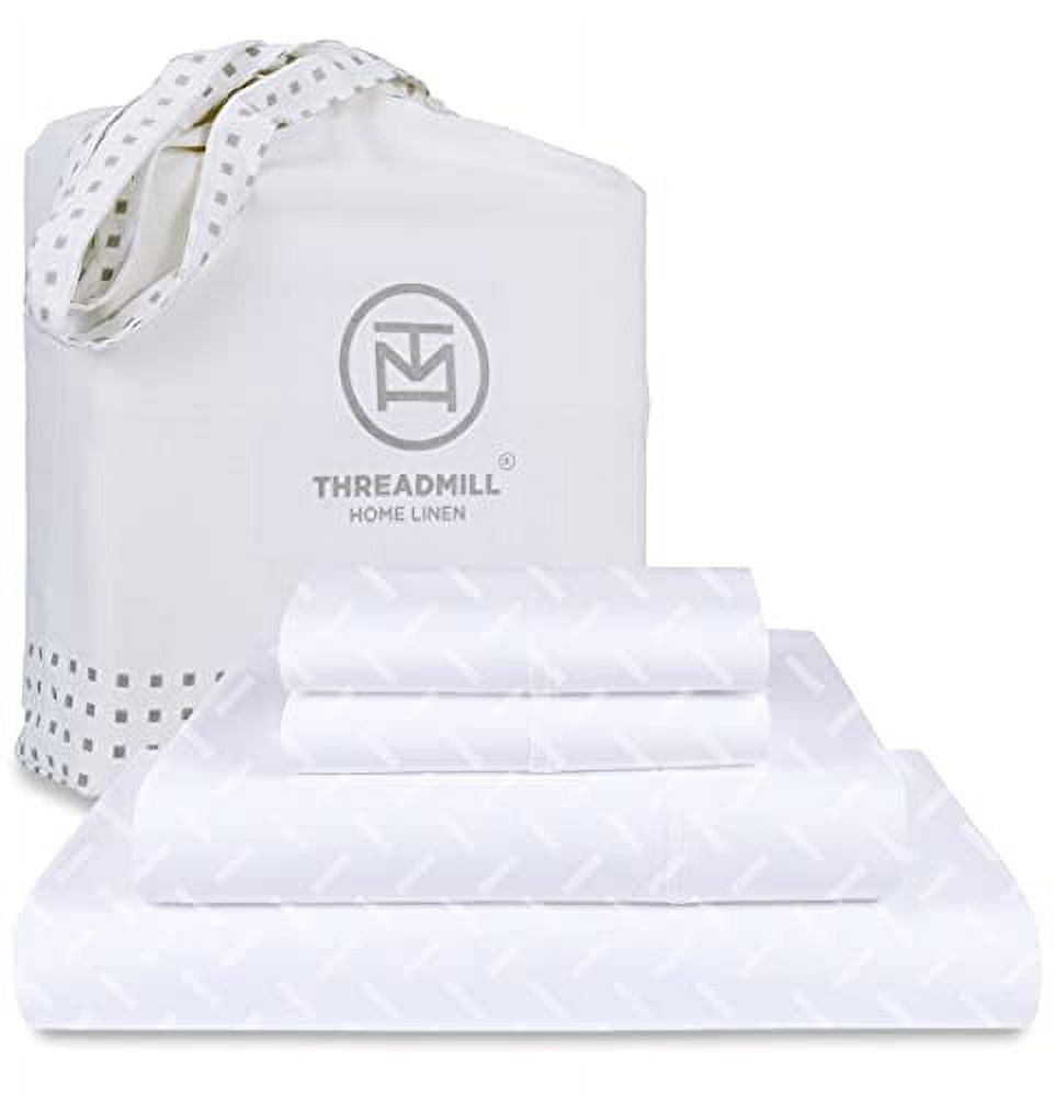 Threadmill Home Linen Cotton Queen Size Bed Sheet Set, Damask Jacquard