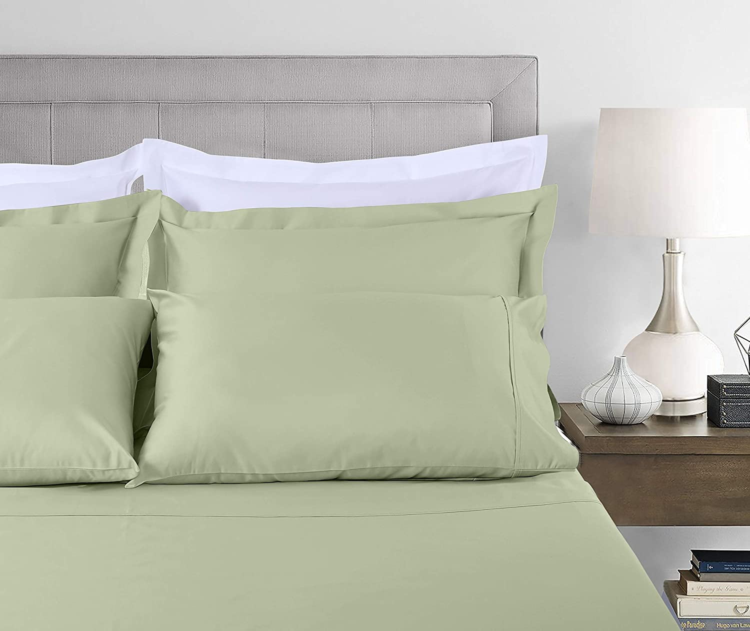 Sage Green Cotton Queen Deep Pocket Bed Sheet Set