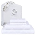 thumbnail image 1 of Threadmill Home Linen Cotton Sheets, King Size Bed, 4 Pc Damask Sateen, Elastic Deep Pocket, White, 1 of 6