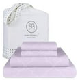 thumbnail image 1 of Threadmill Home Linen Cotton Twin Size Bed Sheet Set, Damask Jacquard, 16” Deep Pocket, 3 Pc, Lilac, 1 of 6