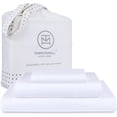 thumbnail image 1 of Threadmill Home Linen Cotton Twin Size Bed Sheet Set, Solid Sateen, 16” Deep Pocket, 3 Piece, White, 1 of 6