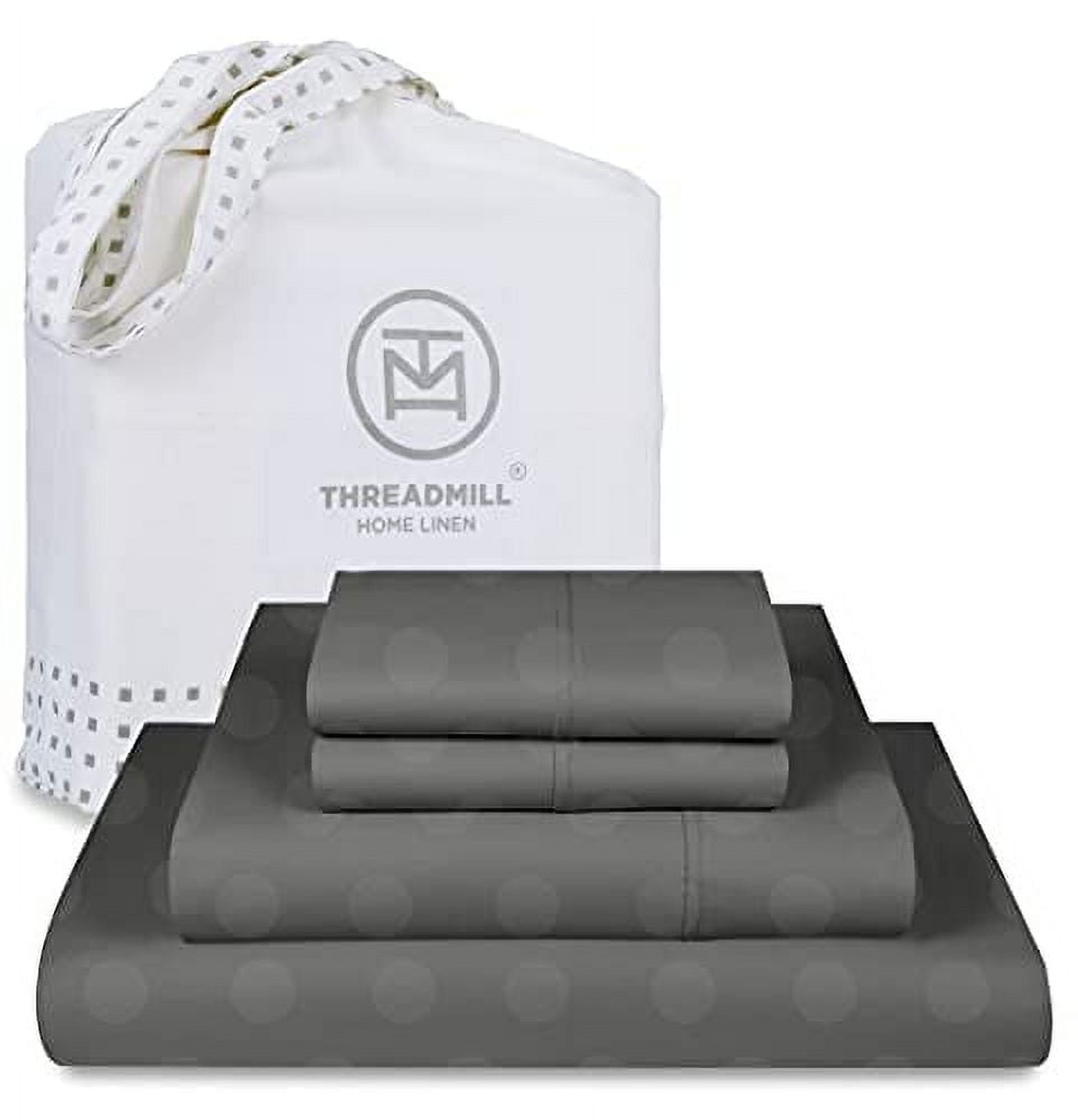 Dark Grey Polkadot Cotton Twin XL Bed Sheet Set