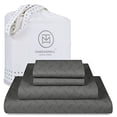 thumbnail image 1 of Threadmill Home Linen Cotton Twin XL Size Bed Sheet Set, Damask Jacquard Sateen, 3 Piece, Dark Grey, 1 of 5