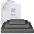 thumbnail image 1 of Threadmill Home Linen Cotton Twin XL Size Bed Sheet Set, Solid Sateen, Deep Pocket, 3 Pc, Dark Grey, 1 of 7