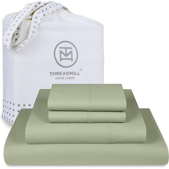 Threadmill Home Linen Luxury Supima 1000 Thread Count 100% Cotton 4 Pc Sage Green Sheets Set, King