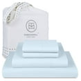 thumbnail image 1 of Threadmill Supima Cotton Queen Sheet Set, 1200 Thread Count for Queen Mattresses, 4 Piece American Luxury Bed Sheets, Sateen Hotel Quality Sheets with Elasticized Deep Pocket, Light Blue, 1 of 9