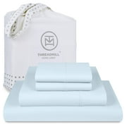 Threadmill Supima Cotton Queen Sheet Set, 1200 Thread Count for Queen Mattresses, 4 Piece American Luxury Bed Sheets, Sateen Hotel Quality Sheets with Elasticiz